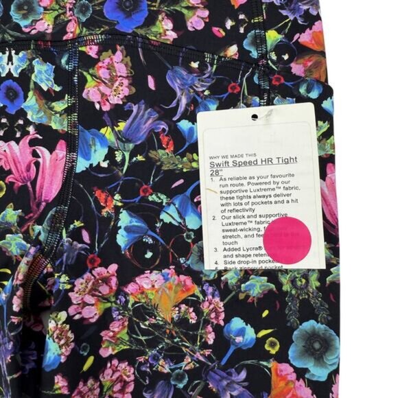 Lululemon Swift Speed High-Rise Tight 28" In Flowerscope Black Multi Size 0 - Picture 7 of 10